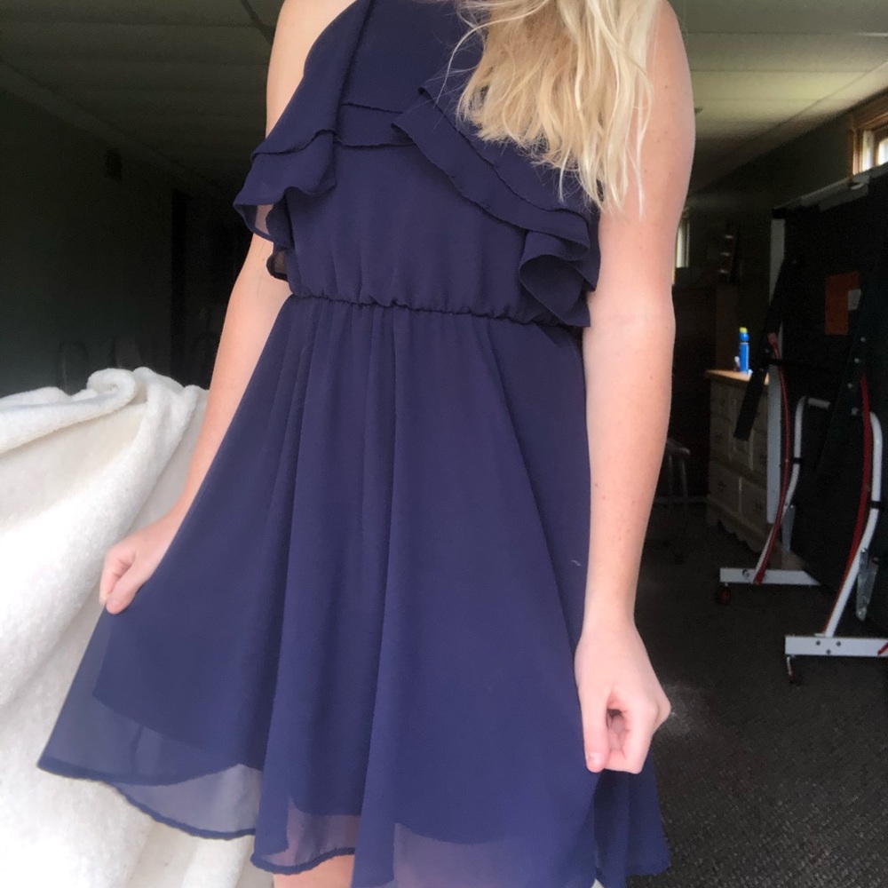 Navy ruffle dress